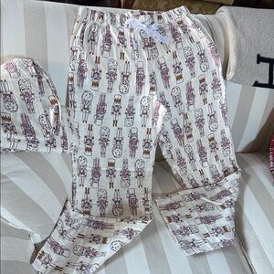 J.Crew Cream 100% Cotton Flannel Nutcracker Pajama Pants NWT Size Small